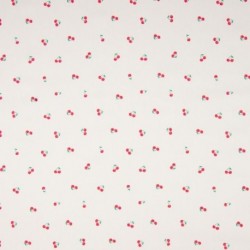 Tissu Popeline de Coton Imprimé Cerise