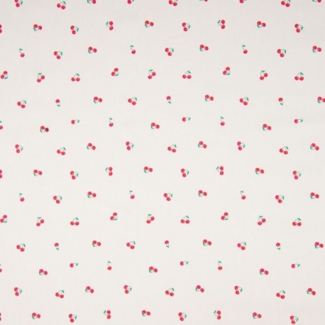 Tissu Popeline de Coton Imprimé Cerise