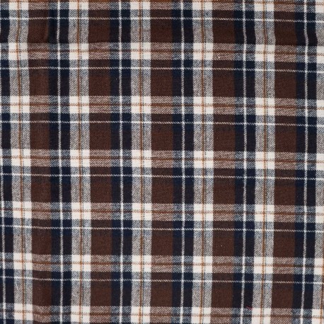 Tissu Flanelle Imprimé Carreaux Marron 