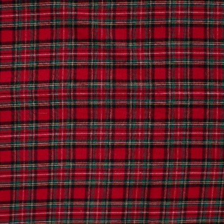 Tissu Flanelle Imprimé Carreaux Rouge Vert et jaune