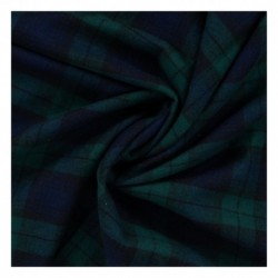 Tissu Flanelle Imprimé Carreaux Bleu Marine