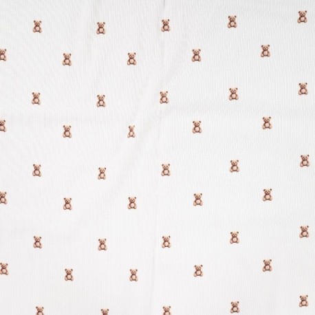 Tissu Jersey de Coton Cotele Ecru Ourson 