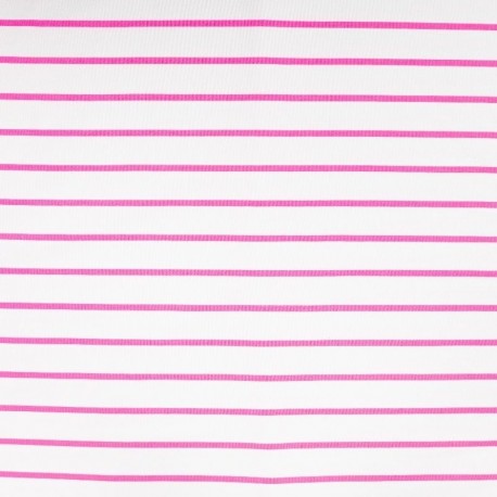 Tissu French Terry Neon Rayure Rose 