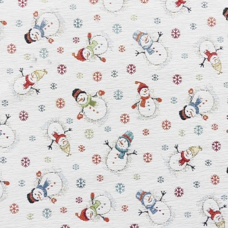 Tissu Jacquard Chenillé Neman Bonhomme de Neige