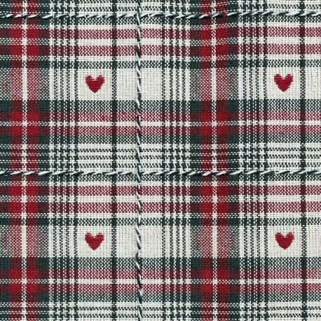 Tissu Jacquard Villars Ecru Rouge