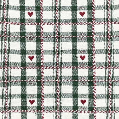 Tissu Jacquard Villars Ecru Vert 