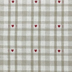 Tissu Jacquard Ollon Ficelle Coeur Rouge 