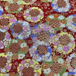Tissu Cretonne Imprimé Foil Or rouge 