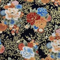 Tissu Cretonne Imprimé Foil Or noir 
