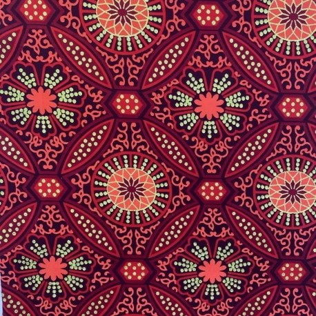 Tissu Coton Esprit Wax Sura Glitter Rouge 