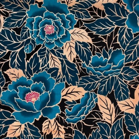 Tissu Coton Esprit Wax Lotus Glitter Bleu 
