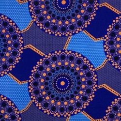 Tissu Coton Esprit Wax Baobab Glitter Bleu 