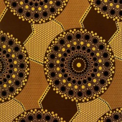 Tissu Coton Esprit Wax Baobab Glitter Marron Or 