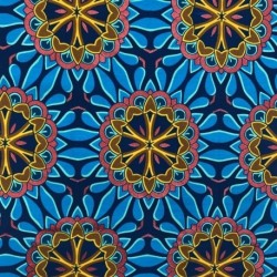 Tissu Coton Esprit Wax Bamori Glitter Bleu Rouge 