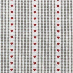 Tissu Demi Natte Cozy Imprimé Vichy Coeur Ficelle 