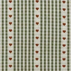 Tissu Demi Natte Cozy Imprimé Vichy Coeur Vert