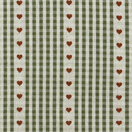 Tissu Demi Natte Cozy Imprimé Vichy Coeur Vert