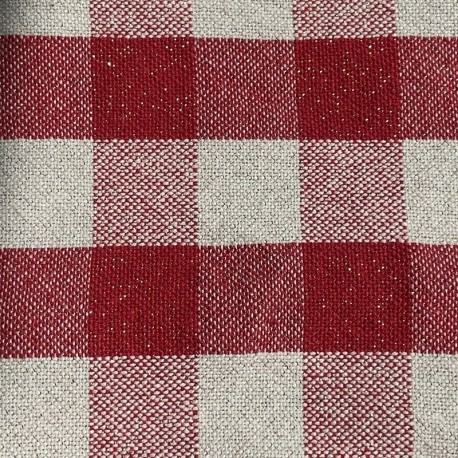 Tissu Celestin Carreaux Lurex Rouge 