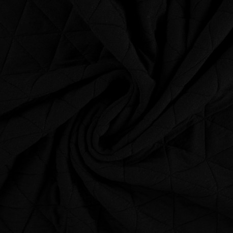 Tissu Maille Matelasse Uni Noir
