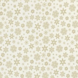 Tissu Cretonne Imrimée Foil Flocon Fond Blanc