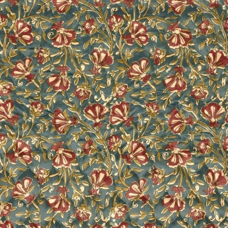 Tissu Velours Matelassé Imprimé Vert