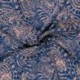 Tissu Satin Touché Velours Imprimé Bleu 