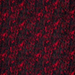 Tissu Satin Touché Velours Imprimé Rouge 
