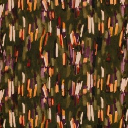 Tissu Satin Touché Velours Imprimé Kaki