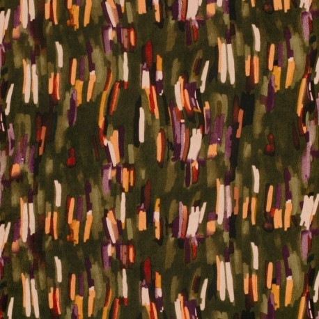 Tissu Satin Touché Velours Imprimé Kaki