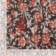 Tissu Coton Matelassé Imprrimé Motif Fleurs Marron
