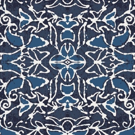 Tissu Voile de Coton Imprimé abstrait Denim