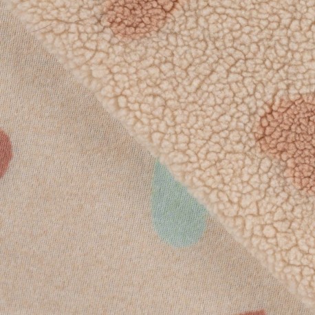 Tissu Teddy Jacquard Imprimé Coeur Sable