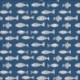 Tissu Voile de Coton Imprimé Poisson Denim