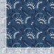 Tissu Voile de Coton Imprimé Fleur Denim