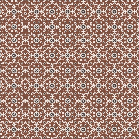 Tissu Voile de Coton Imprimé Motif Fleur Marron