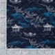 Tissu Coton Matelasse Imprimé Poisson Pagode Denim