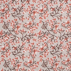Tissu Voile de Coton Imprimé Motif Fleur Marron 