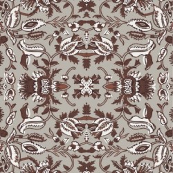 Tissu Voile de Coton Imprimé Motif Végétal Marron