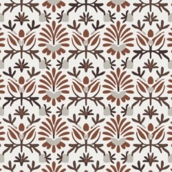Tissu Voile de Coton Imprimé Motif Abstrait Marron 