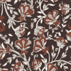 Tissu Voile de Coton Imprimé Grande Fleur Marron