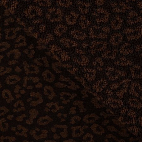 Tissu Teddy Jacquard Leopard Marron 