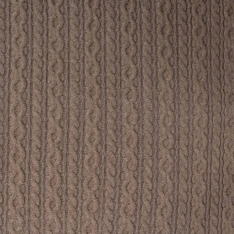 Tissu Maille Jersey Effet Tressé Taupe
