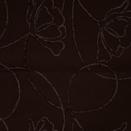 Tissu Caban Brodé Marron Foncé