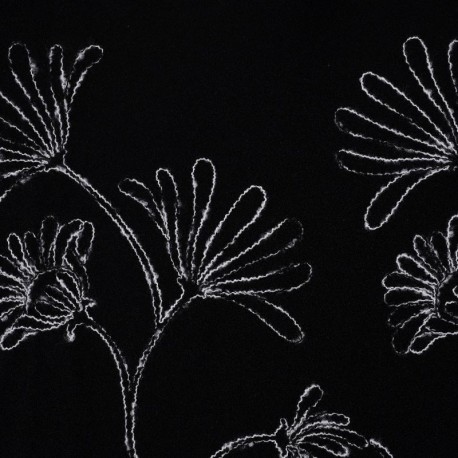 Tissu Caban Brodé Noir