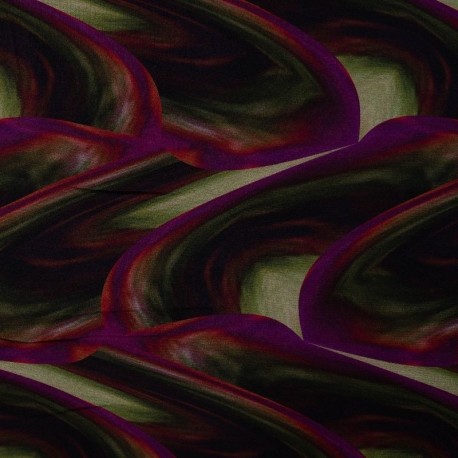 Tissu Serge de Viscose Imprimé Abstrait Kaki 