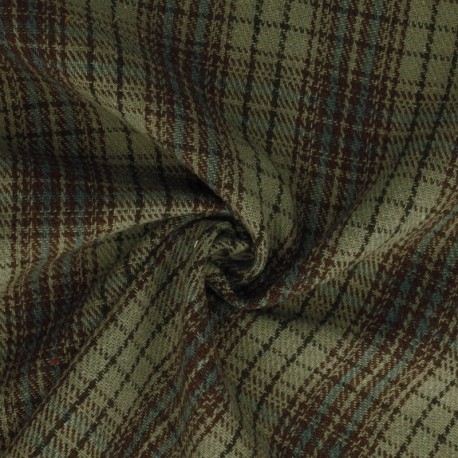 Tissu Jacquard Ecossais Vert marron