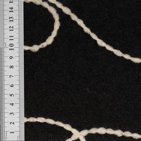 Tissu Nuza Brodé Poils Longs Noir