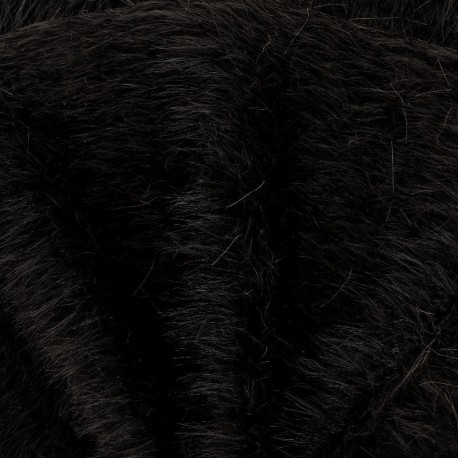 Tissu Fausse Fourrure Poils Longs Noir 