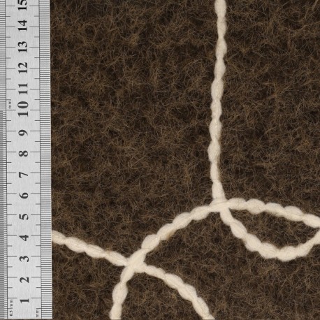Tissu Nuza Brodé Poils Longs Chocolat 