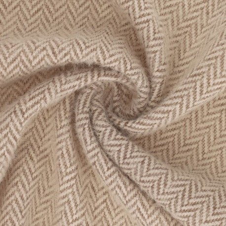 Tissu Maille Chevrons Beige